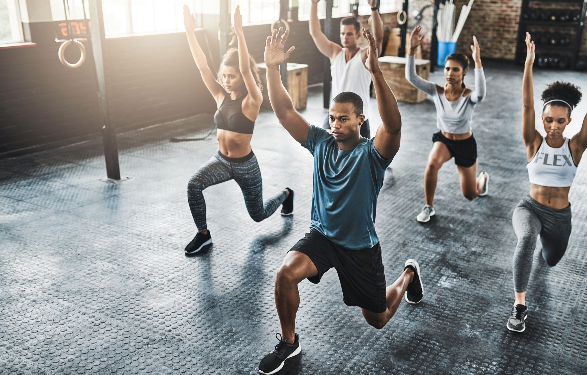 Workout with fitness minded people